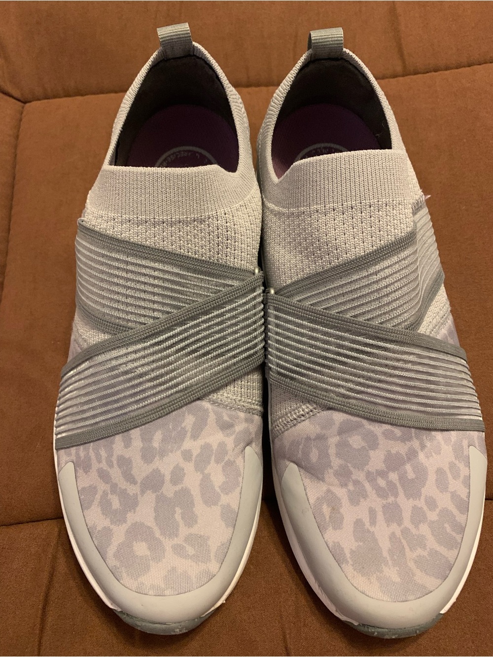 Women’s Ryka Slip-On Athletic Sneakers in Light Gray Leopard